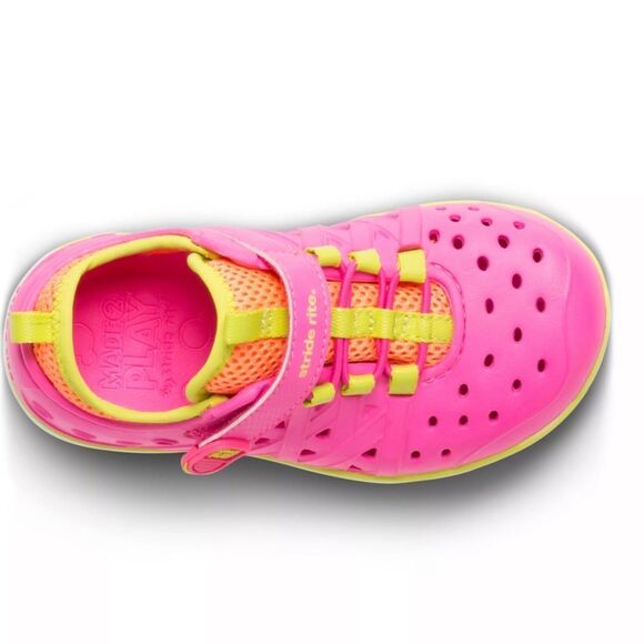 NWT New STRIDE RITE Phibian Land 2 Water Shoes Sandals Neon Pink Orange Yellow 1 - Picture 5 of 11